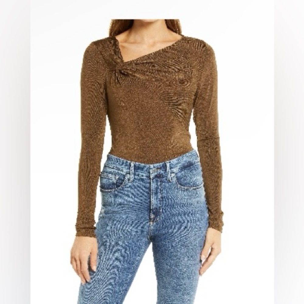 NWT Good American asymmetric shimmer top